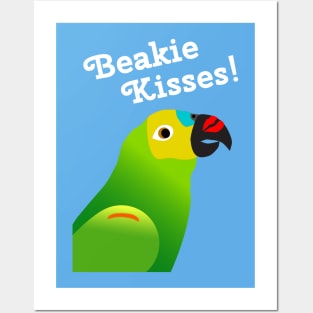 Beakie Kisses Blue Front Amazon Parrot Cute Posters and Art